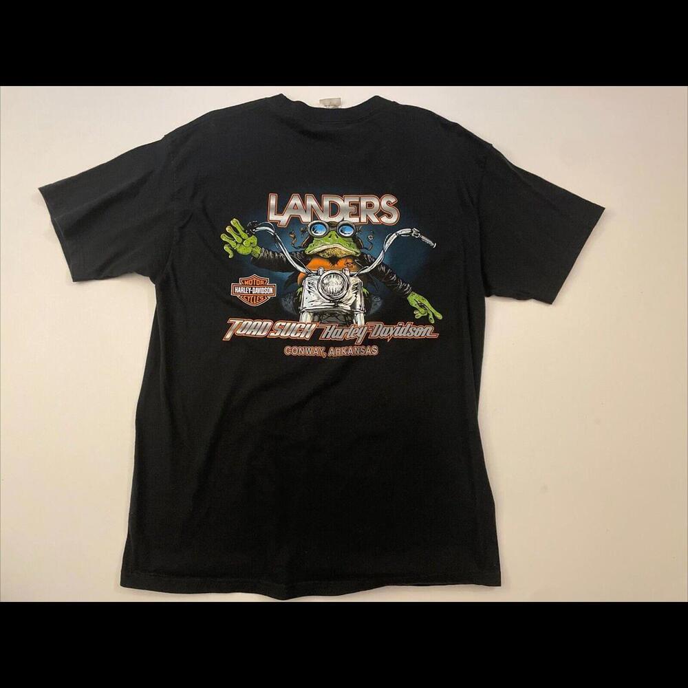 Harley Davidson 2009 T-Shirt Toad Suck Arkansas Mens Large Black Double Sided
